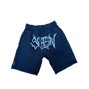Section 8 Black Graphic Sweat Shorts Mens Size M Heavy Metal Logo Streetwear